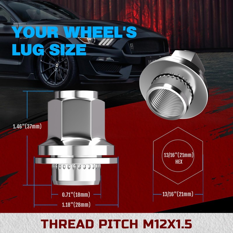 JiiinMiiin M12x1.5 Toyota Lexus Lug Nuts, 13/16" (21mm) Hex OEM