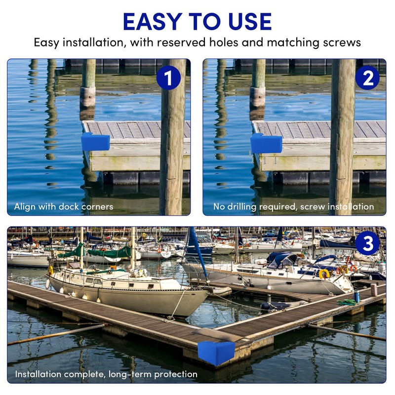 VEITHI Dock Bumper Blue,Dock Bumper Guard with Screws Soft,PVC Boat