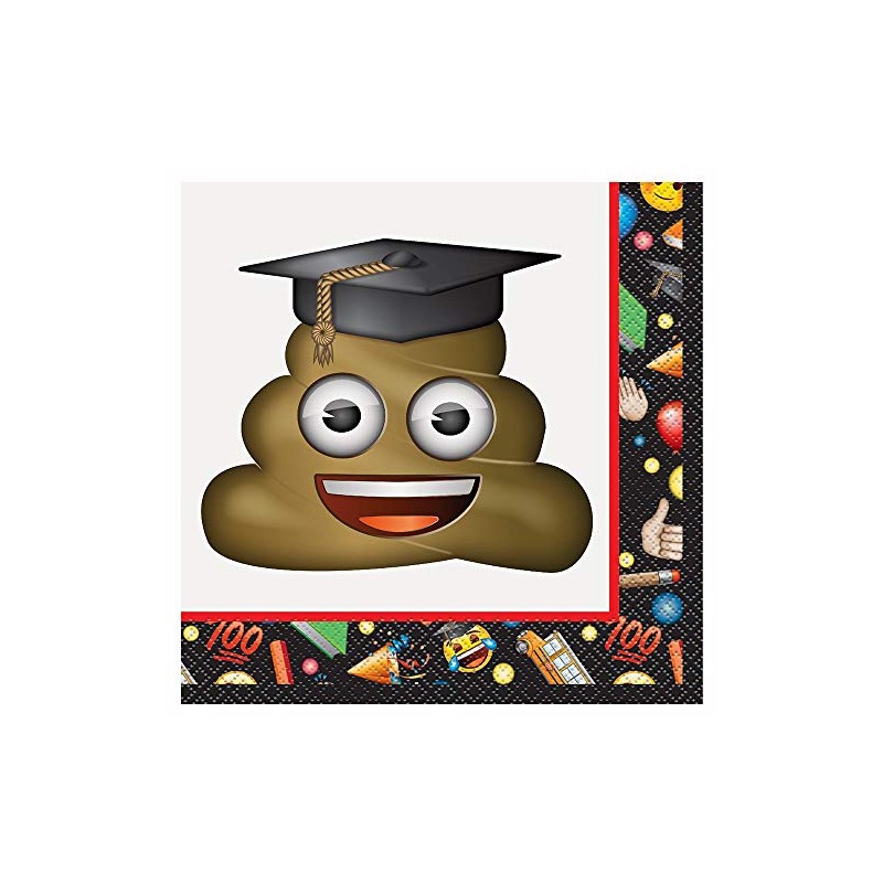 Unique Party Emoji-Graduation Papier Servietten, 16 Stück