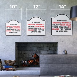 If You are Grouchy Iratable Or Mean $10 Charge 12" X 12” Sign | Indoor/Outdoor Plastic | SignMission Designer Business Novelty Gift Funny Joke Gag Road Garage