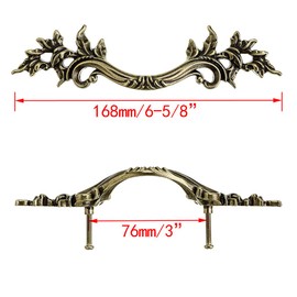 JUXYES Pack of 5 European Style Vintage Cabinet Handles Pulls, Antique Decorative Dresser Drawer Pulls Retro Drawer Pull Handles Knobs for Cupboard Cabinet (Antique Bronze)