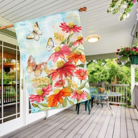 BreezeArt Studio M Summer Zinnias Decorative Standard House Flag Banner – Premium Quality, 28 x 40 Inches