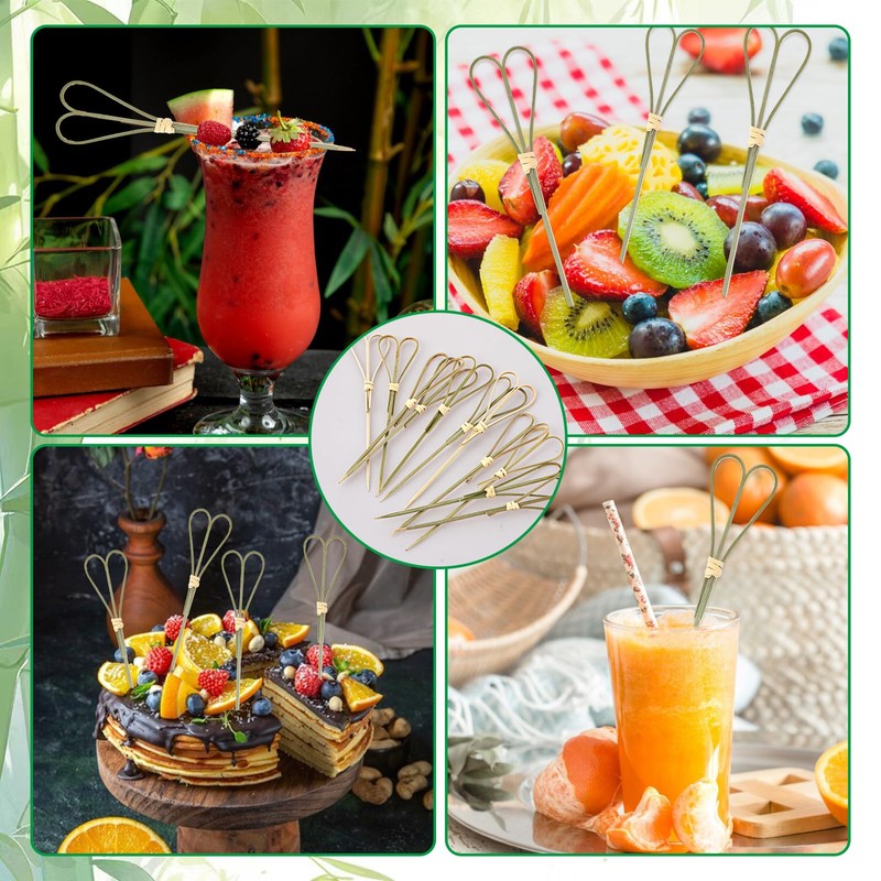 100 Pack Cocktail Picks Heart Shaped Toothpicks for Appetizers Cocktail