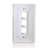 C2G 03412 3-Port Keystone Single Gang Wall Plate, White
