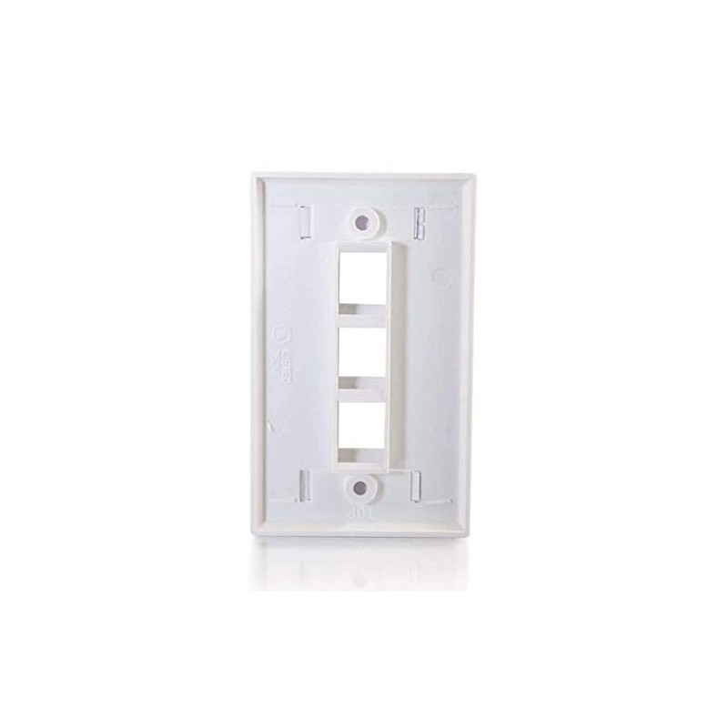 C2G 03412 3-Port Keystone Single Gang Wall Plate, White