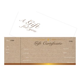 Blank Gift Certificates Cards with Envelopes 25set -Kraft Image with stub-Gift Coupons,Vouchers for Small Business,Spa,Makeup,Hair Beauty Salon,Restaurant,Wedding Bridal,Baby Shower,Christmas,Birthday