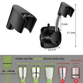 Suction Cup Shower Head Holder - Angle Adjustable Spring Arm, Flexible Wall Mount Shower Hose Holder, Removable Hand Held Shower Bracket with Vacuum Lock & Bonus Hook for Bathroom, Kitchen