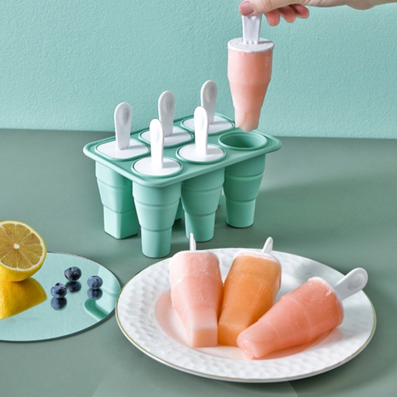Collapsible Sicles Molds 6 Ice Makers Silicone Ice Molds Reusable