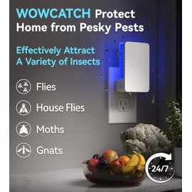 WowCatch Innovative Double-Sided Flying Insect Trap for House Indoor, Plug-in Light Bug Catcher Killer for Flies, Fruit Fly, Gnats, Mosquito, Moths, Best Home Sticky Traps for Indoors Pest Control