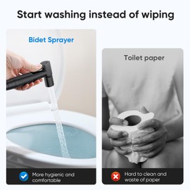 Arofa Handheld Toilet Bidet Sprayer for Toilet-Adjustable Water Pressure Control with Bidet Hose for Feminine Wash, Stainless Steel Brushed Nickel Bidet Faucet Cloth Diaper for Baby Wash, Black,2 Pack