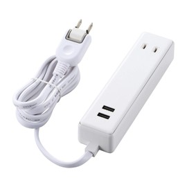 Elecom MOT-U09-2215WH Power Strip USB Outlet 3.9 ft (1.5 m) USB x 2 x AC Outlet 2.4A White