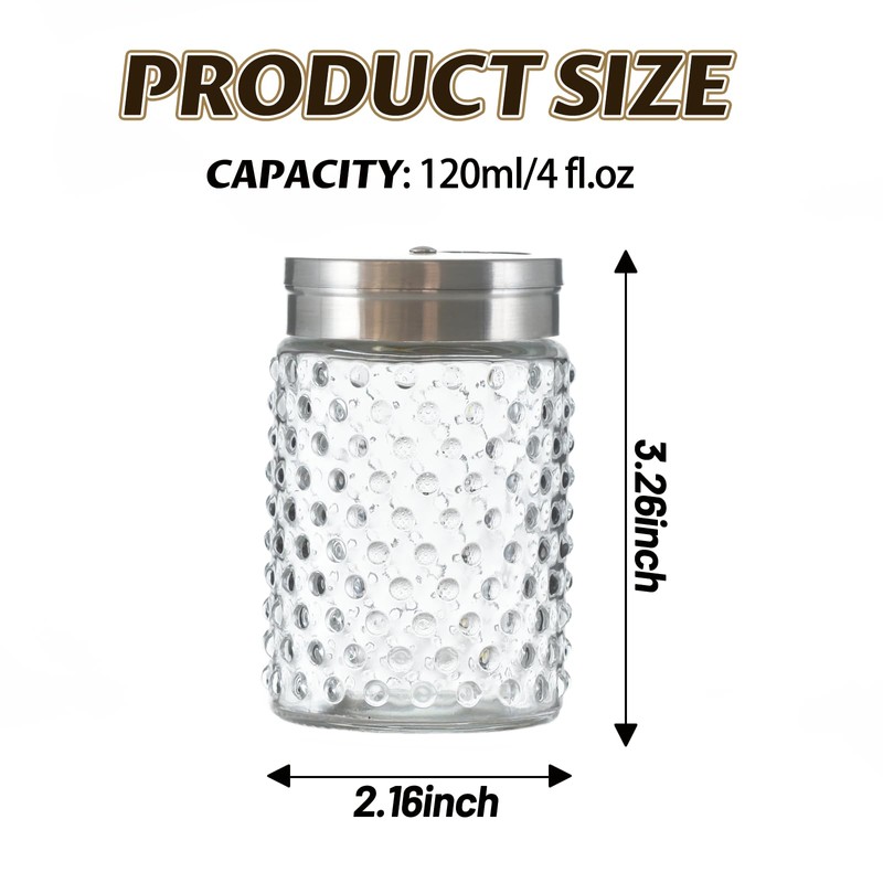 2 Pack Glass Salt and Pepper Shaker with 304 Stainless