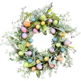 Easter Egg Garland Festival Holiday Wreath Easter Wreath Front Door Wreath Greenery Garland for Easter Spring Outdoor Indoor Decor