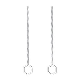Elli Women's Necklace Look Earrings with Hexagon Pendant Basic 925 Sterling Silver, Silver, None