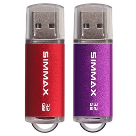 SIMMAX Flash Drive 2 Pack 32GB USB 2.0 Flash Drives Thumb Drive Memory Stick Pen Drive with Led Indicator (Red Purple)