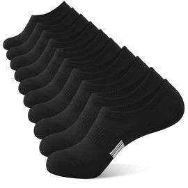 BUDERMMY No Show Socks Womens Low Cut Non Slip Athletic Cotton Invisible Women Sock 5 Pairs (US, Numeric, 6, 9, Regular, Regular, 5 Pairs Black)
