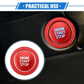 X AUTOHAUX Car Engine Start Stop Ignition Switch Button Cover Ring Trim Kit Compatible for Toyota Avalon 2019-2022, Durable Aluminum Alloy Red