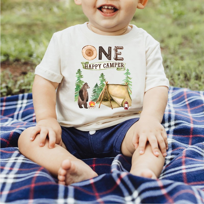 One Happy Camper 1st Birthday Camping Outdoor Themed T-Shirts for