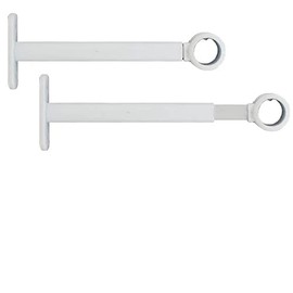 2 extendable and adjustable wall brackets for curtain rods, diameter 20 mm, length 15-19.5 cm, colour white, (1 set of 2 rod brackets)