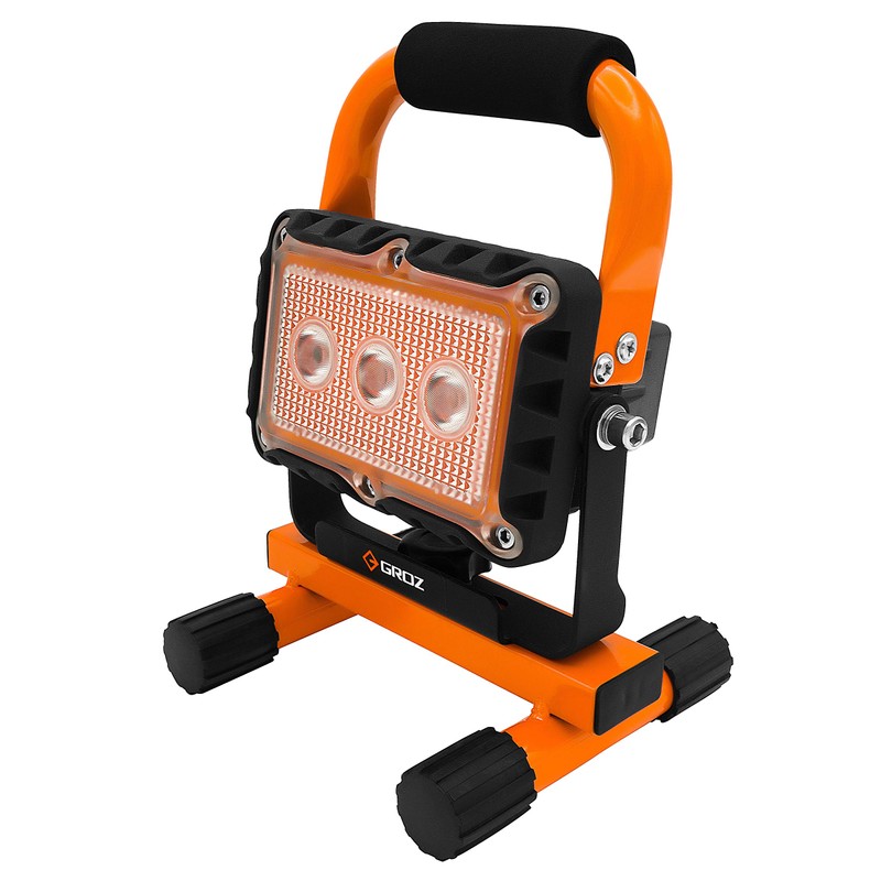 Groz 55035 LED 9W Rechargeable Site Lamp with Orange Stand