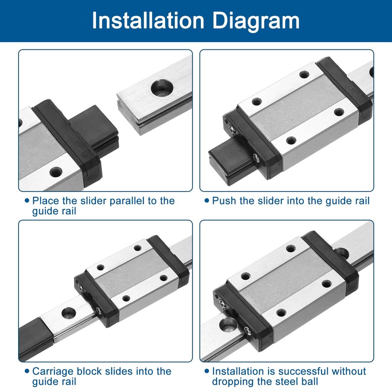 sourcing map MGN9 150mm Linear Guide Rail with MGN9H Sliding