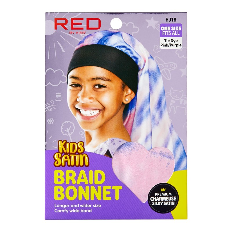Red by Kiss Kids Satin Braid Bonnet, Comfy Wide Band