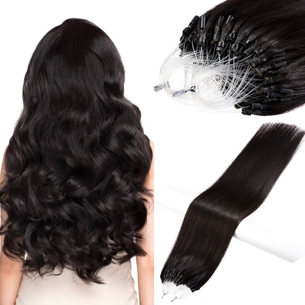 Kunnahair Pre Bonded Silky Straight Human Hair Extensions with Micro Ring 1g/strand 50pcs 24" #1B