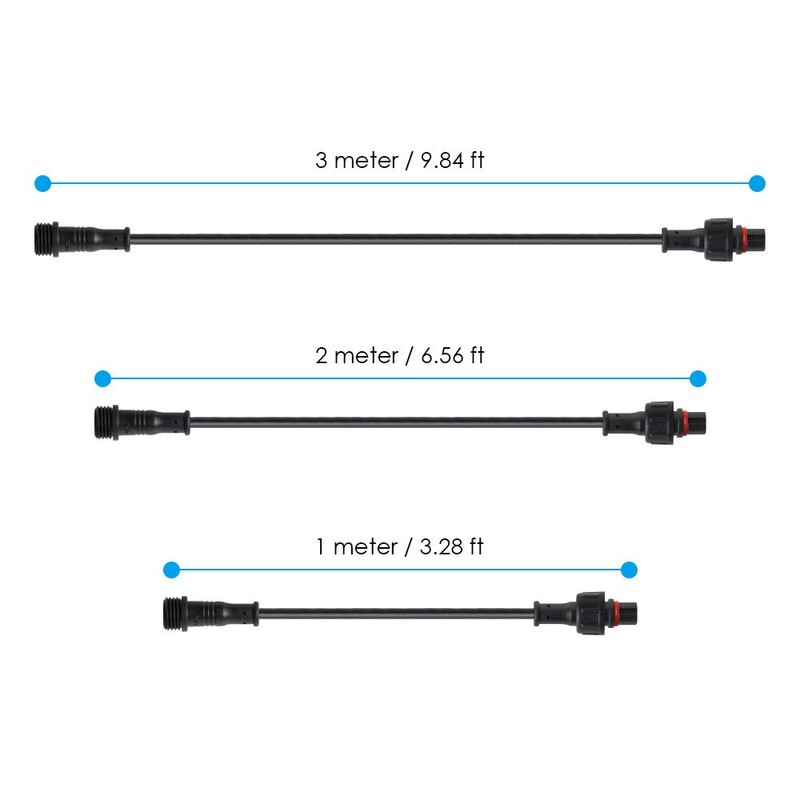BTF-LIGHTING 5PCS 9.84ft 3meter 3 Pin 0.32mm²/22AWG IP65 Extension Cable