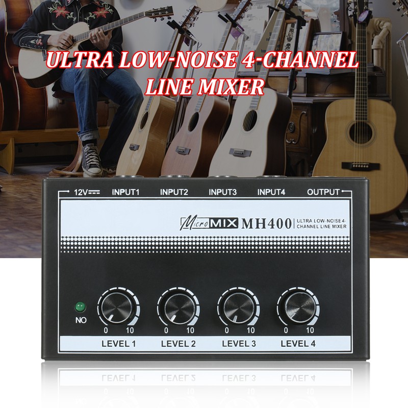MH400 Ultra Low-Noise 4-Channel Line Mixer Mini Audio Mixer with