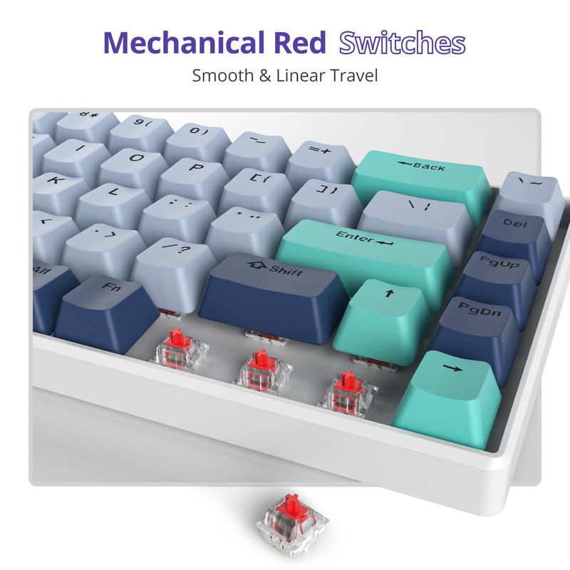 Owpkeenthy 65 Percent Mechanical Gaming Keyboard Hammerhead Shark with Red