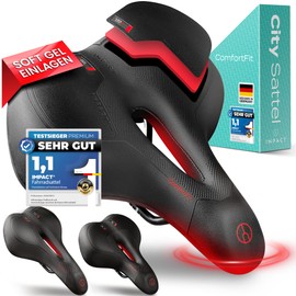 Impact® ComfortFit Bicycle Saddle Men Women - Ergonomic, Comfortable & Pain Free - Soft Prostate and Gel Saddle for Mountain Bike, MTB, City, Trekking & E-Bike