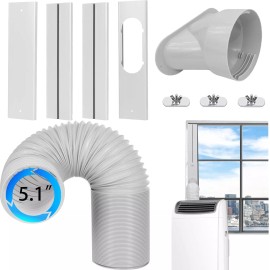 BEIDIAOK Portable Air Conditioner Window Vent Kit with Exhaust Hose 5.1 Inch Diameter, Ad