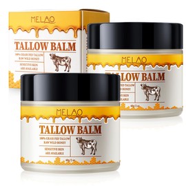 2 Jars Beef Tallow Face Cream Skin Care, Face Moisturizer Tallow and Honey Balm Face Body Butter for Very Dry Skin, Hydrating Serum All Purpose...    