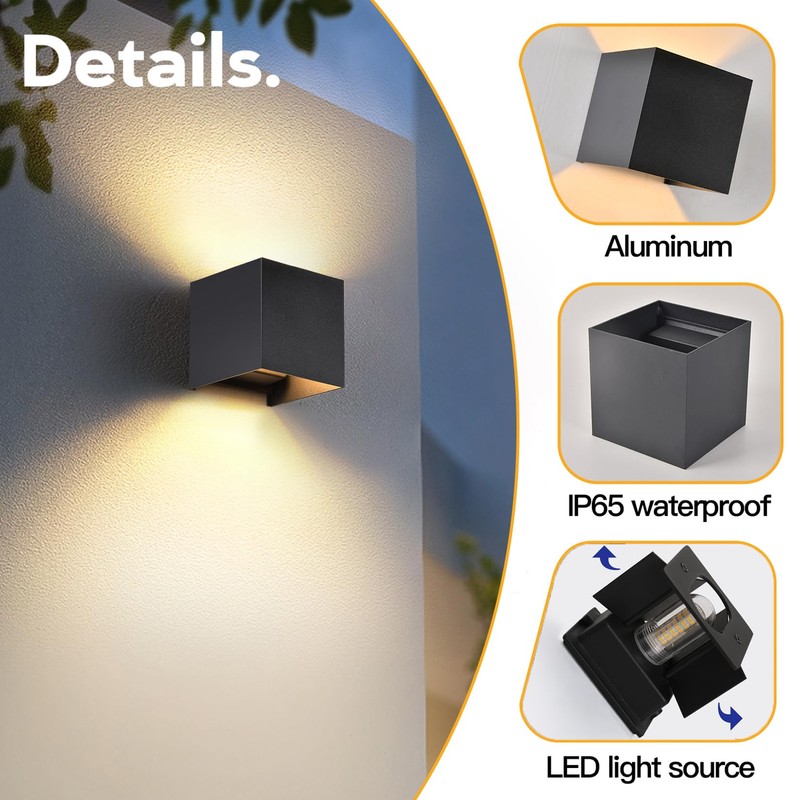 2 Pcs Outdoor Wall Lights Exterior/Interior G9 Wall Sconces Up