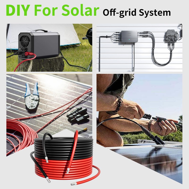 100Ft Solar Panels Extension Cables, 6mm² PV Cable Without Connectors,
