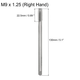 sourcing map Metric Thread Tap M9 x 1.25 H2 130mm Extra Long Straight Flute Screw Thread Milling Machine Taps Threading Tapping Repair Tool