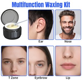 Hzuisst Nose Waxing Kit for Men, Portable Wax Kit for Hair Removal, USB Rapid Heating Mini Wax Pot with 100g Wax Beads, 30 Nose Ear Waxing Sticks, 20 Moustache Stencils, 10 Applicators for Women Men