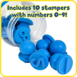 READY 2 LEARN Easy Grip Dough and Paint Stampers - Numbers - Set of 10 - Ages 2+ - Easy to Hold Letter Stamps for Kids