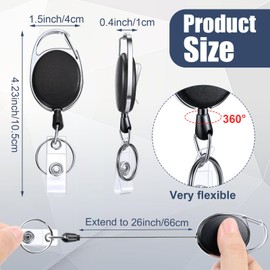 Laumoi 350 Packs Retractable ID Badge Holder Name ID Badge Reel Clips Keychain with Belt Clip and Key Ring for Office Worker Doctor Nurse Employee (Black)