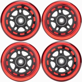 HeyZomm Inline Skate Wheels Outdoor & Indoor Inline Skate Replacement Wheels 85a Roller Hockey Wheels w/Bearings ABEC-9 & Floating Spacers, 64mm 70mm 72mm 76mm 80mm 84mm 90mm Dia, 4-Pack (76mm, Red)