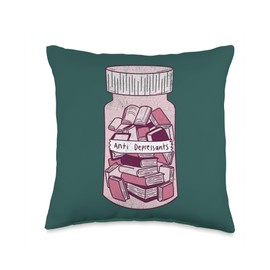 Anti-depressants Book Reading Reader Cute Funny Retro Throw Pillow, 16x16, Multicolor