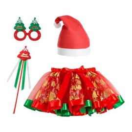 HUIROM Children's Tutu Skirt, Christmas Cosplay Costume, Santa Costume, Children, Girls, Tulle Skirt, Fluffy, Girls, Cute, Tutu Skirt, Party (A Type M (43.3 - 47.2 inches (110 - 120 cm))