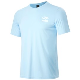 Haimont Short Sleeve for Men Sun Protection Moisture Wicking Dry Fit Tshirts for Running Fishing Hiking Casual, Light Blue, S