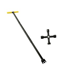 37.4 Inch Water Meter Key, Multifunctional Water Shut off Tool with Folding Steel T Handle and 4 Way Utility Key for Opening and Closing Water Meters or Valves(Yellow)