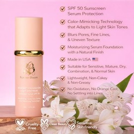 Bio Mimic Foundation Light Spectrum by ; Hydrating, Anti-Ageing, Concealing, Evening skin tone, Protecting from Sun with SPF50; Lifestyle Lightweight Foundation for Gym, Sports, Dancing