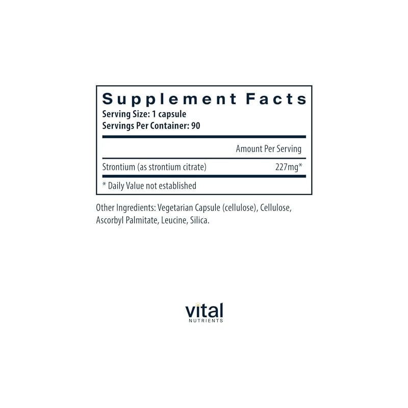 Vital Nutrients Strontium Citrate 227 Soporta Dientes Huesos Saludables Cápsulas
