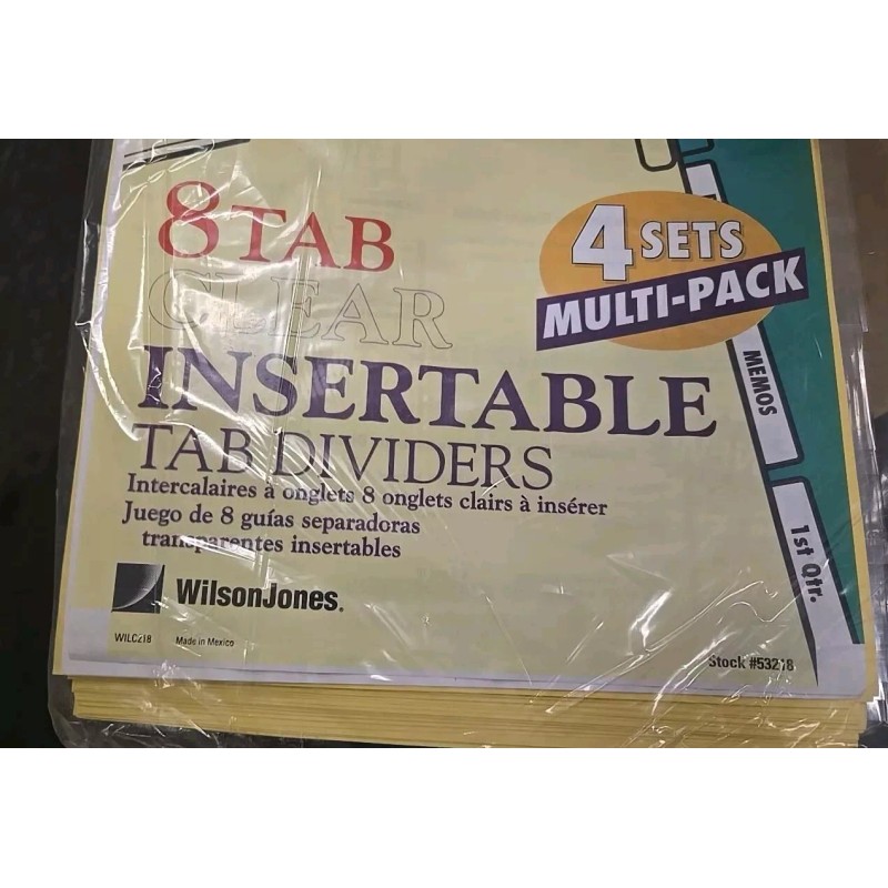 Wilson Jones 4 set Wilson Jones 8 Clear Tab Insertable
