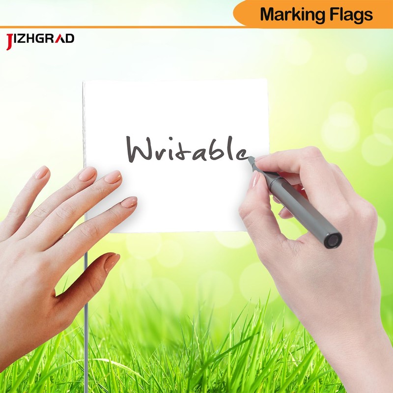 JIZHGRAD White Marking Flags, 15x4x5 Inch, 20 Pack Lawn Boundary