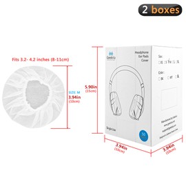 Geekria 100 Pairs Disposable Headphone MRI Headset Covers with Dispenser Box, Stretchable Sanitary Ear Pads Covers, Hygienic Ear Cushion Protector for Medium-Sized Earpiece (2 Boxes/M/White)