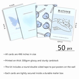 Blue Room Decor Aesthetic, Blue Wall Collage Kit Posters for Room Aesthetic Posters Prints, Blue Aesthetic Dorm Room Decor for Teen Boys Girls (50pcs 4x6 inch)